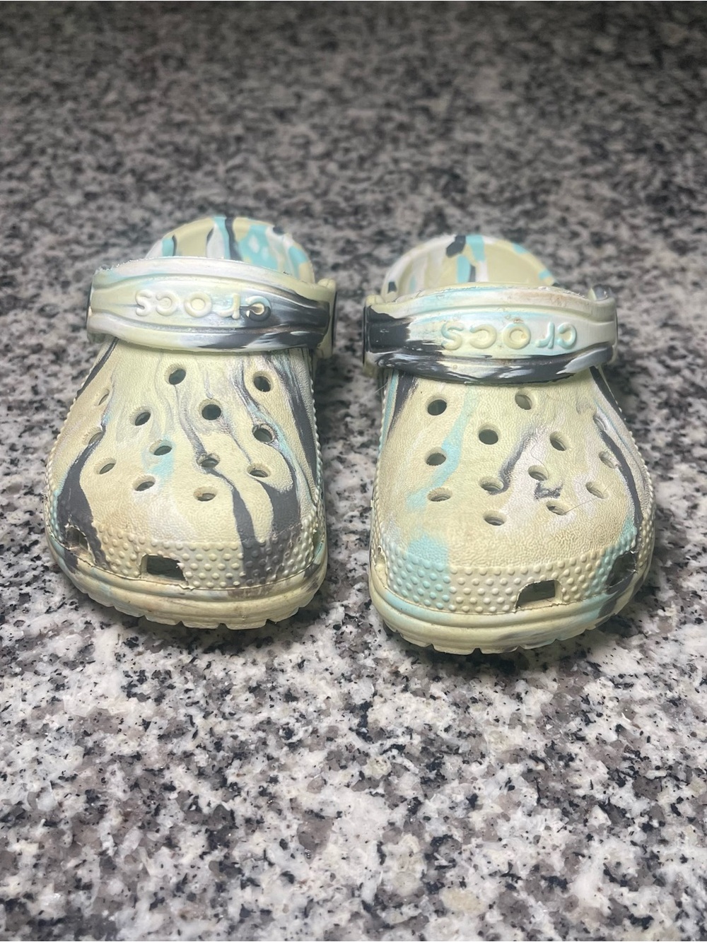 Crocs toddler size 6 marble green blue gray play rubber clogs outdoor